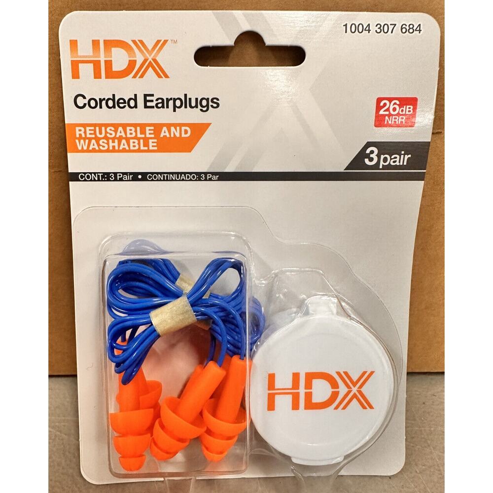 3 Pair Corded Ear Plugs Reusable Shooting Hearing Protection with Cord